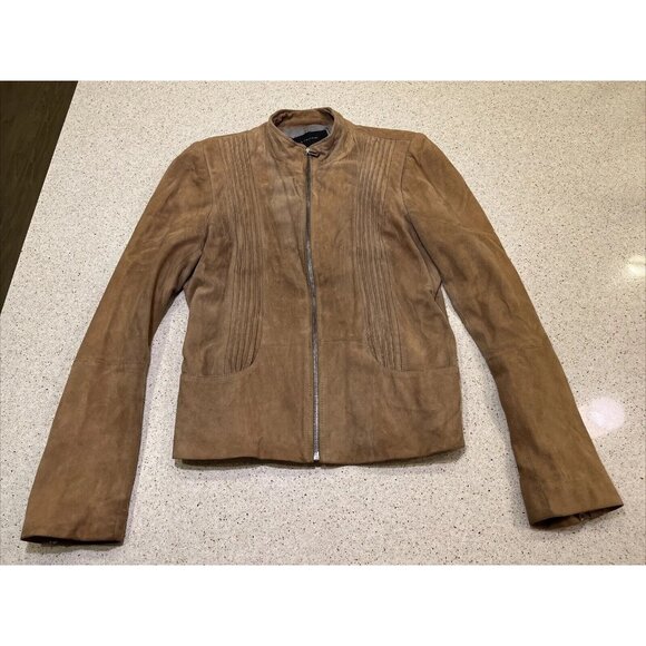 Elie Tahari Lamb Suede Brown Jacket Size Small - Picture 1 of 8
